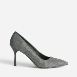 Escarpin TEXTO gris pailleté avec découpe biais