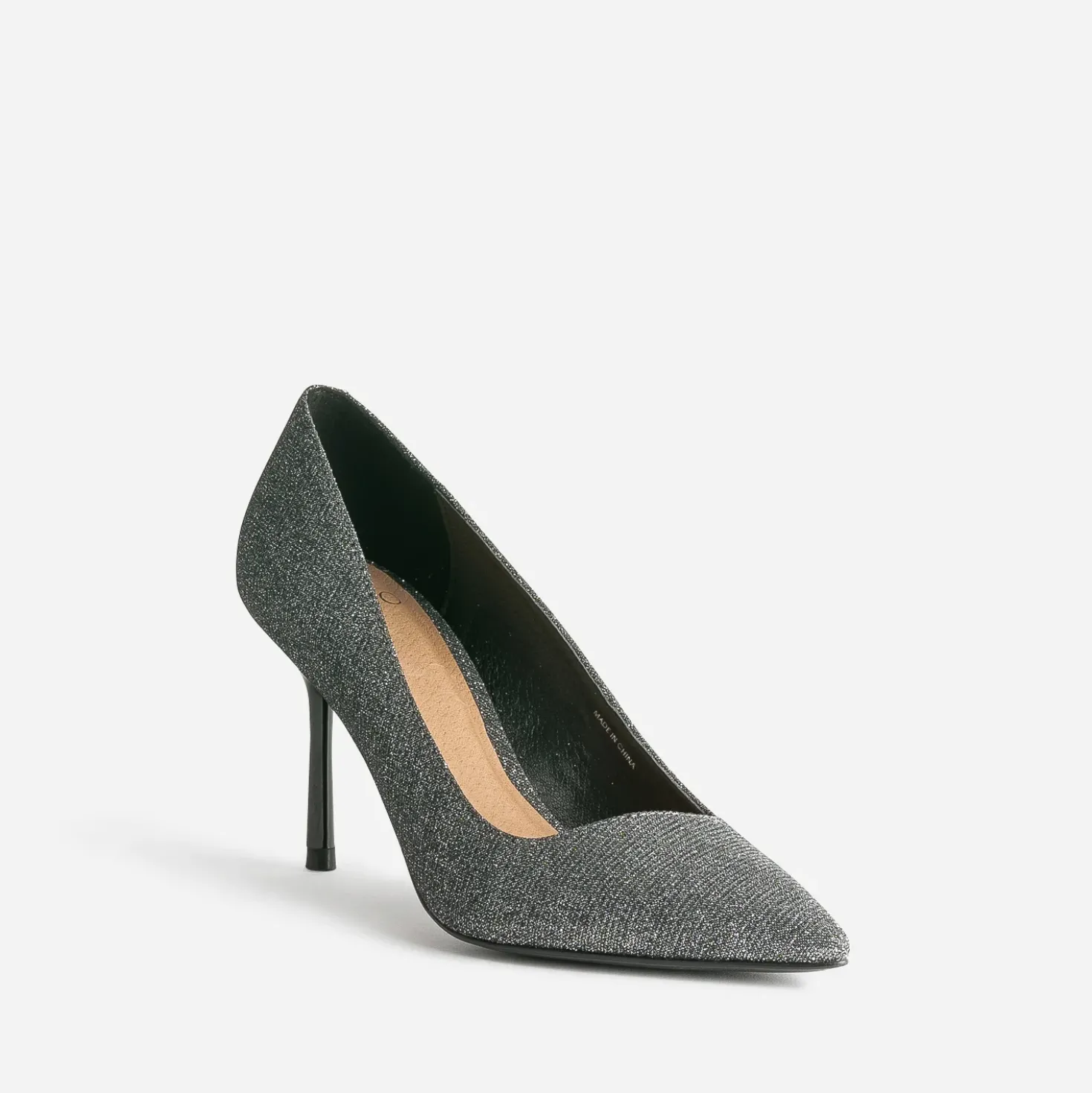 Escarpin TEXTO gris pailleté avec découpe biais