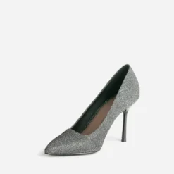 Escarpin TEXTO gris pailleté avec découpe biais