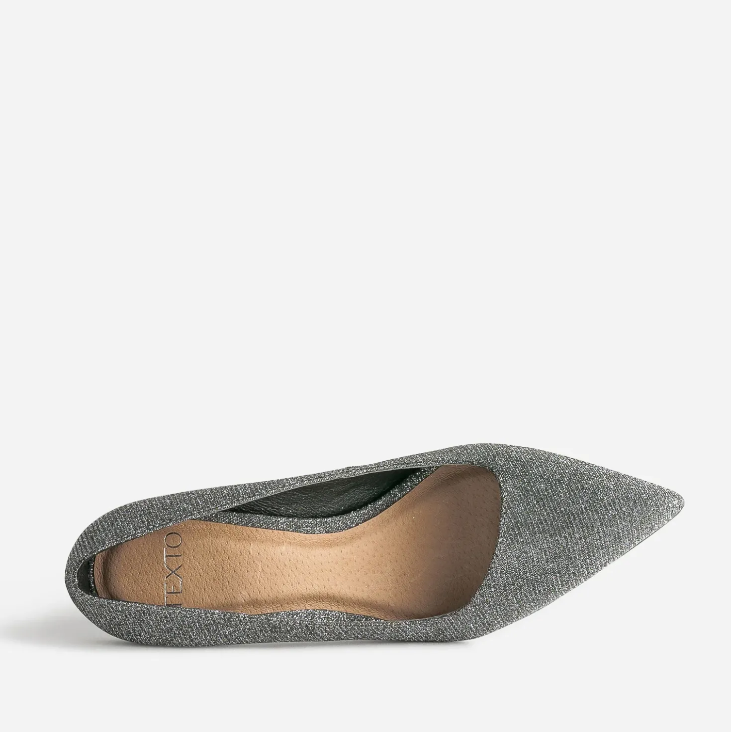Escarpin TEXTO gris pailleté avec découpe biais