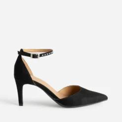 Escarpin TEXTO noir suédé à bride strassée