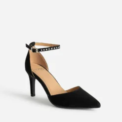 Escarpin TEXTO noir suédé à bride strassée