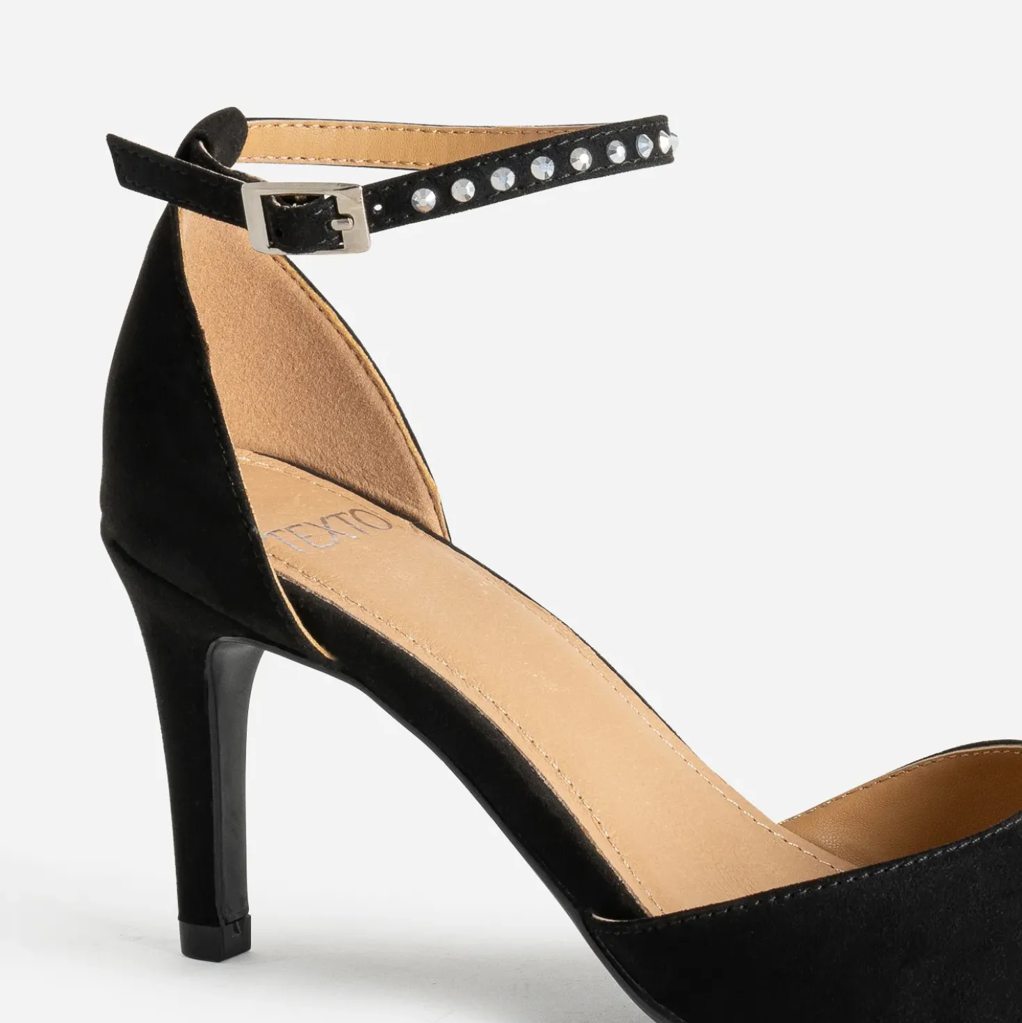 Escarpin TEXTO noir suédé à bride strassée