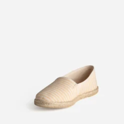Espadrille beige toile rayée jaune