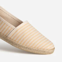 Espadrille beige toile rayée jaune
