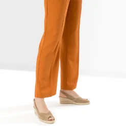 Espadrille compensée beige cuir velours éco-conçu