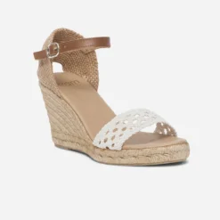 Espadrille compensée bride façon crochet