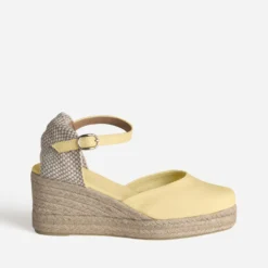 Espadrille compensée jaune toile