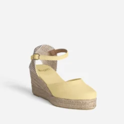 Espadrille compensée jaune toile