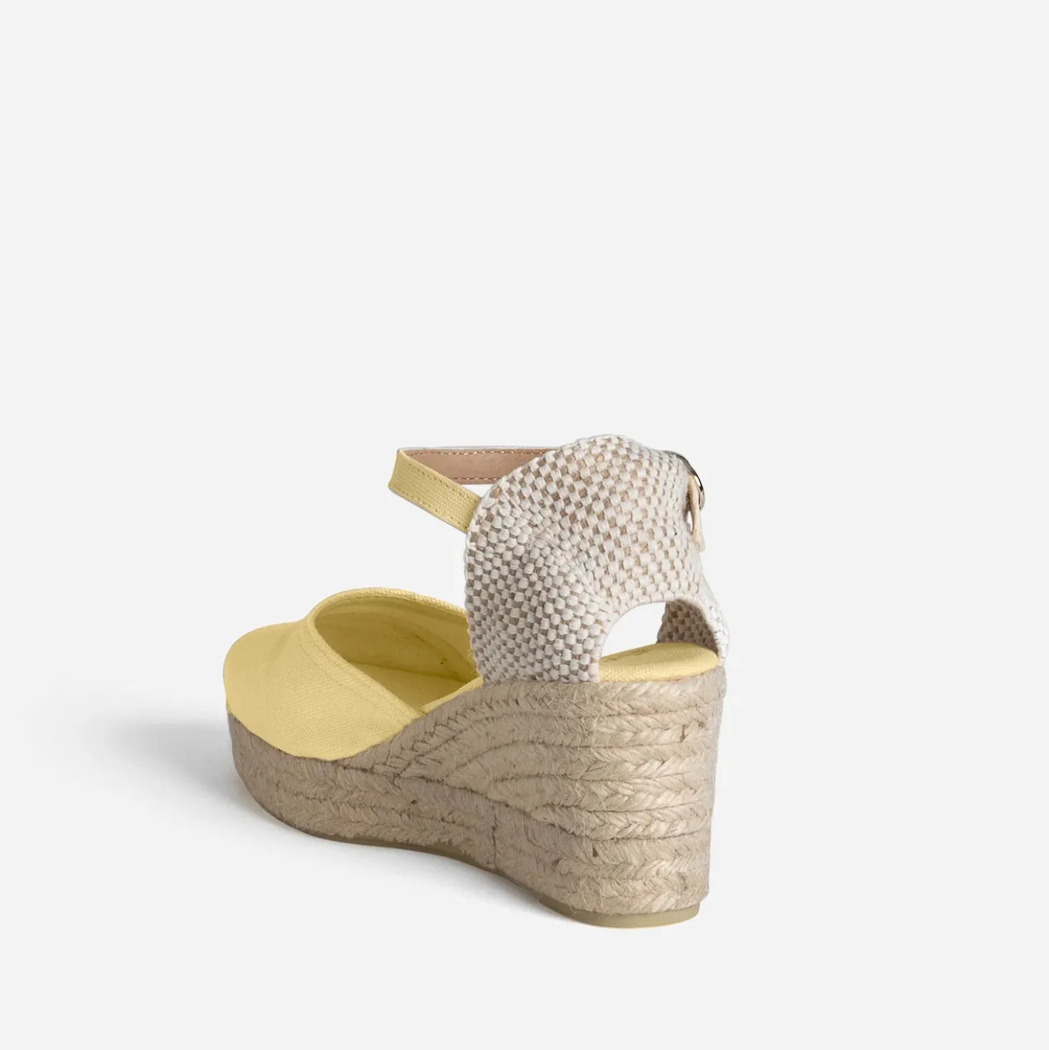 Espadrille compensée jaune toile