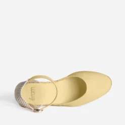 Espadrille compensée jaune toile