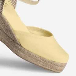 Espadrille compensée jaune toile