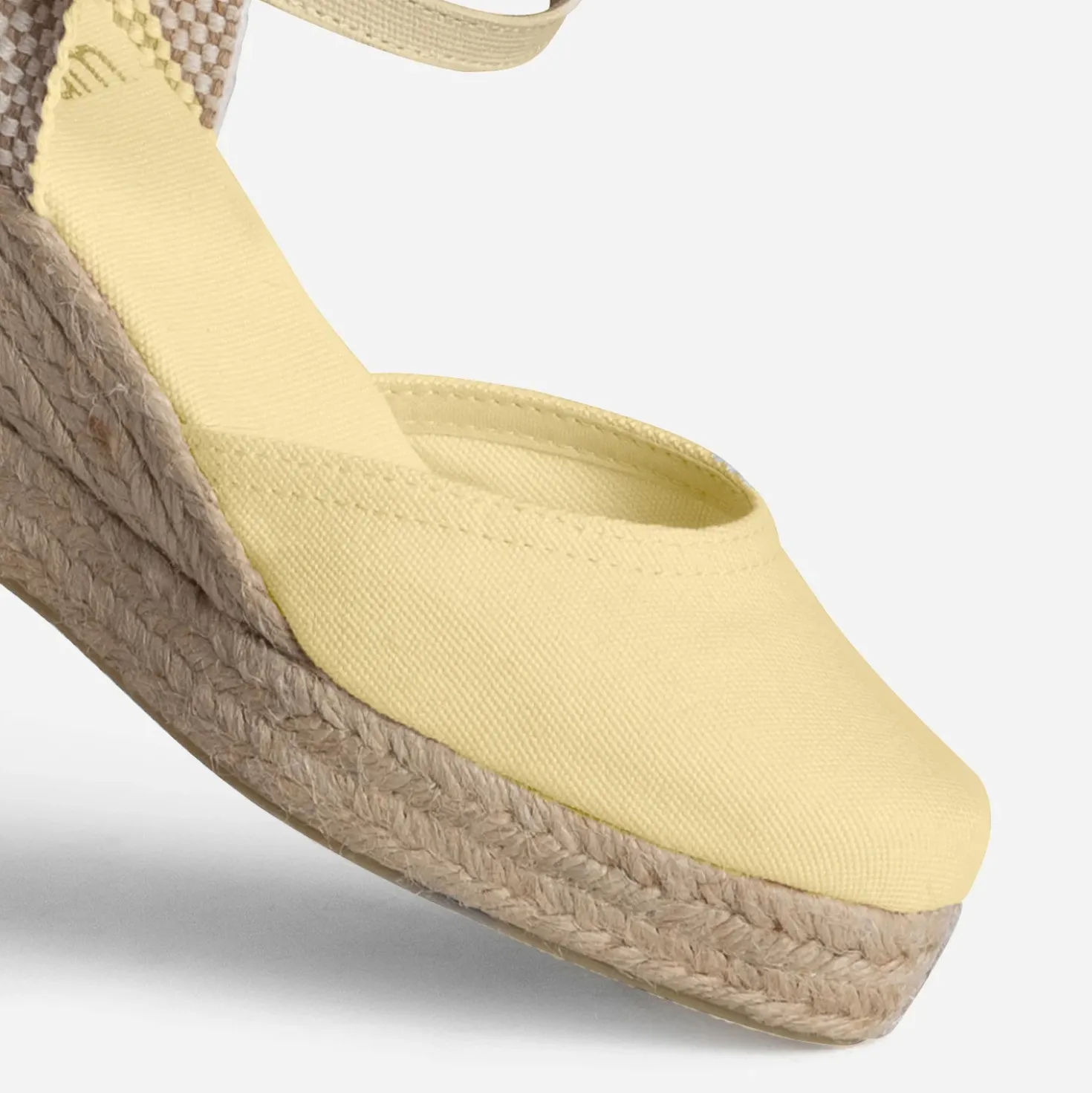 Espadrille compensée jaune toile