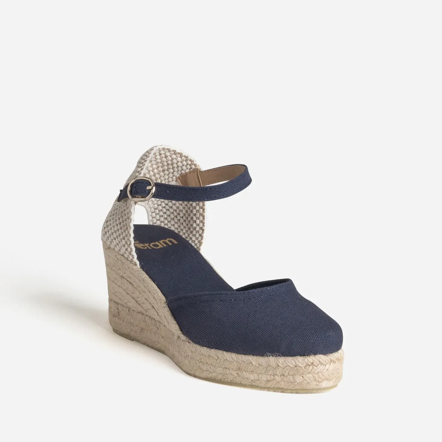 Espadrille compensée marine toile