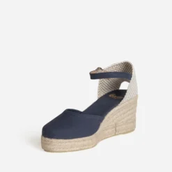 Espadrille compensée marine toile