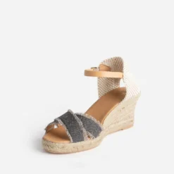 Espadrilles compensée toile denim