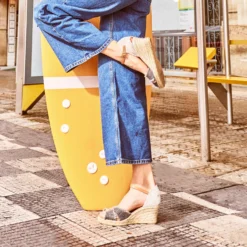 Espadrilles compensée toile denim