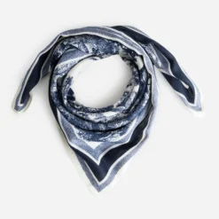 Foulard bleu motif jungle