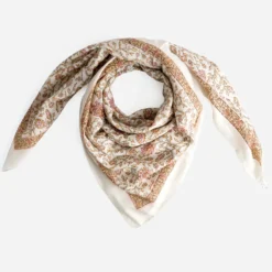 Foulard écru imprimé floral
