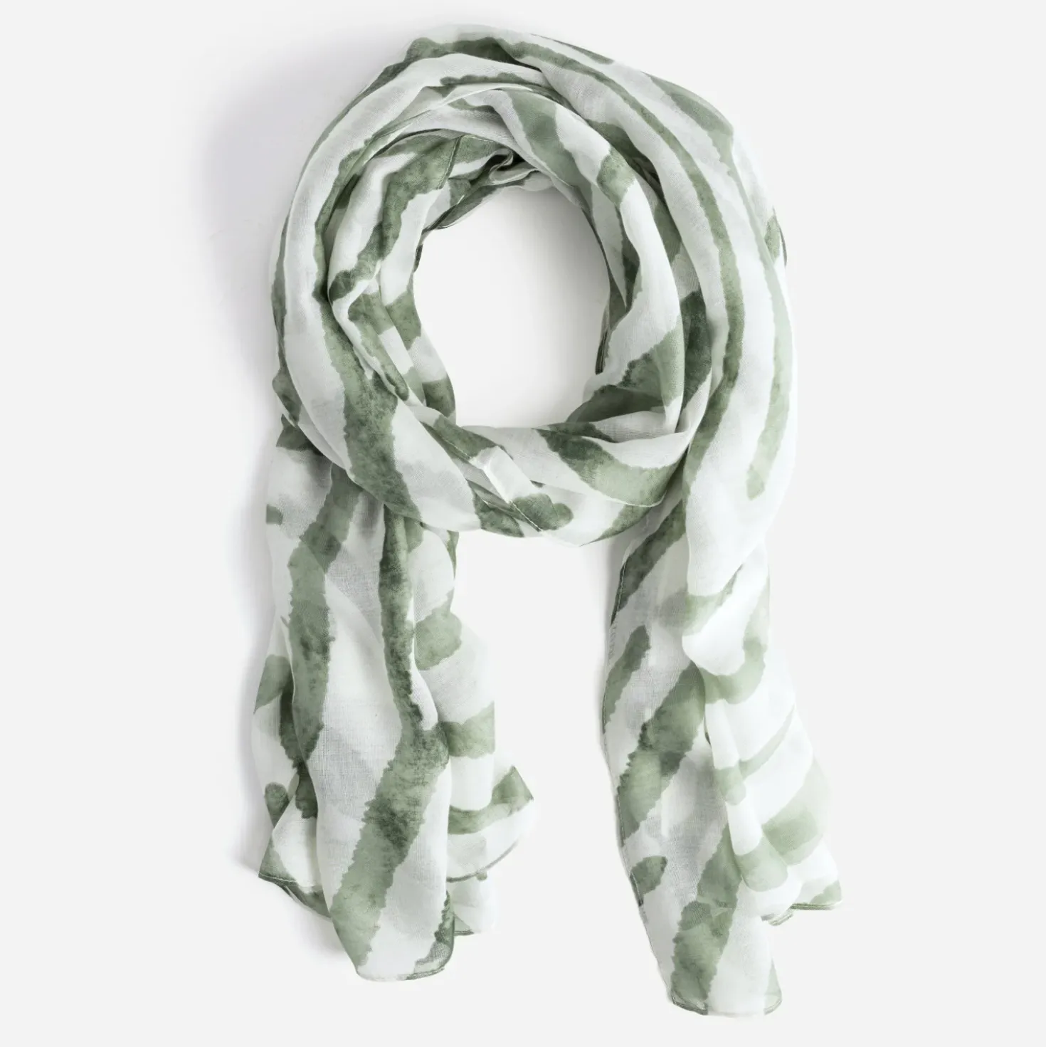 Foulard écru motif zèbre kaki