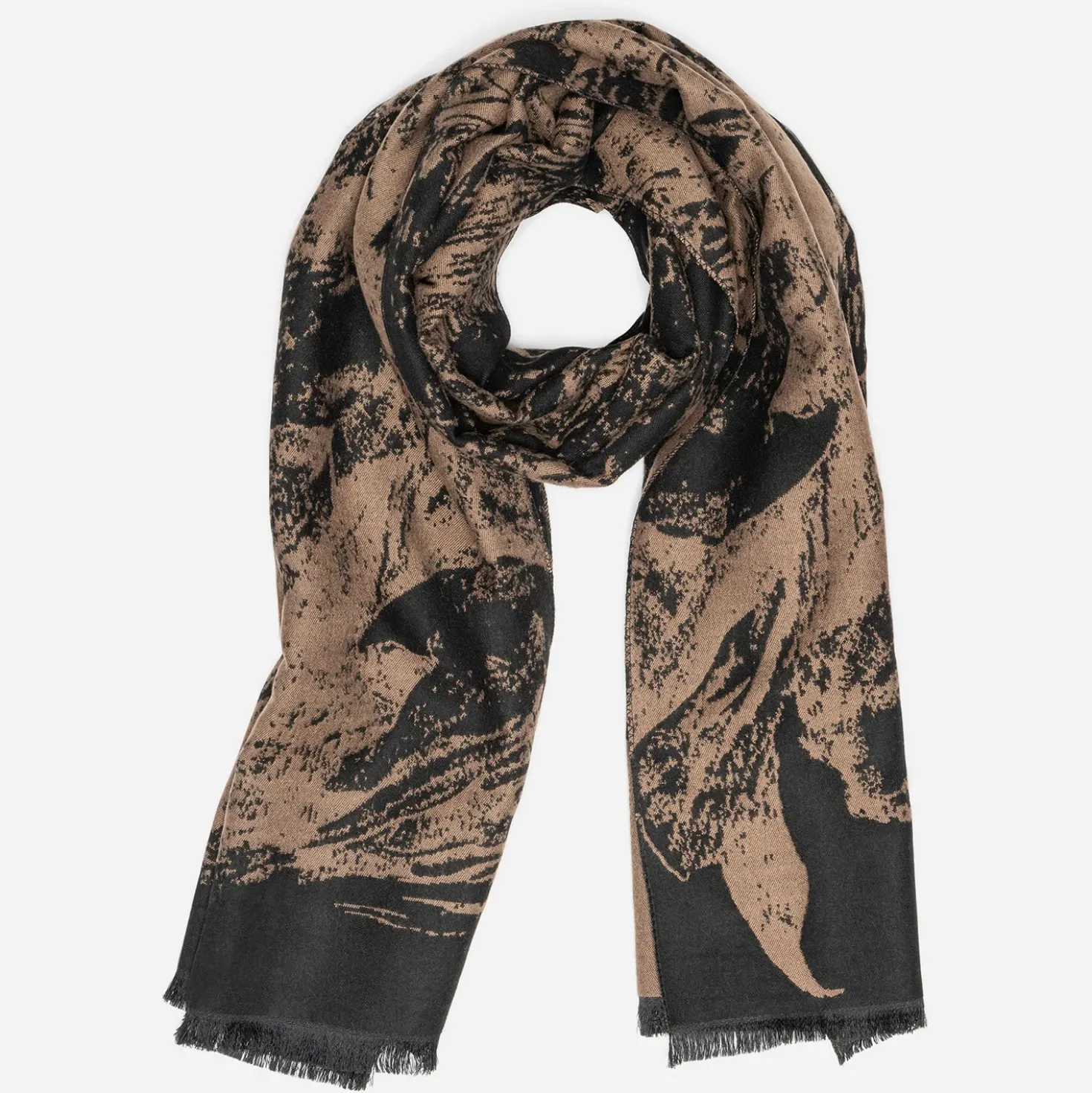 Foulard marron et noir jacquard fantaisie