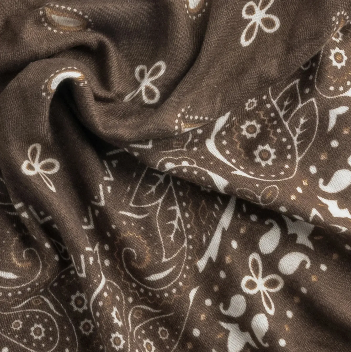 Foulard marron motif cachemire