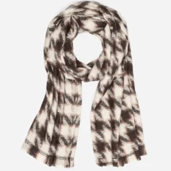 Foulard marron motif pied-de-coq