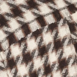 Foulard marron motif pied-de-coq