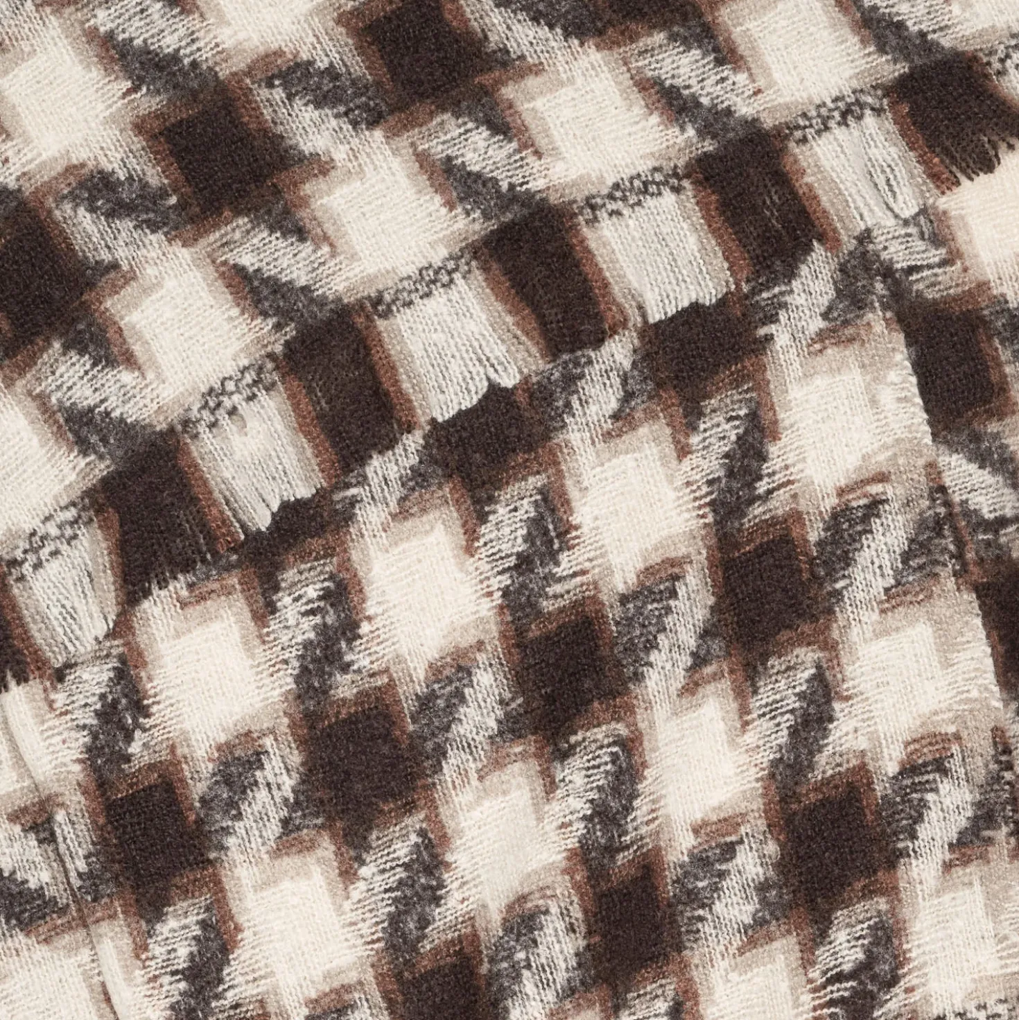 Foulard marron motif pied-de-coq