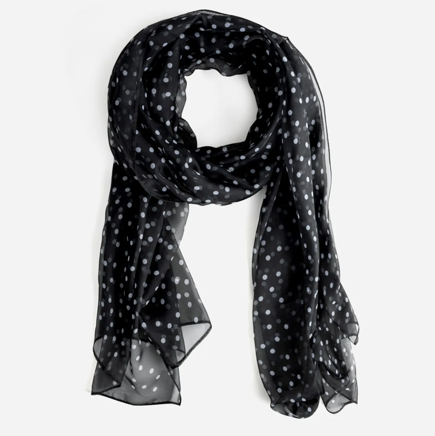 Foulard noir motif pois blancs