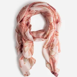 Foulard rose imprimé maxi floral