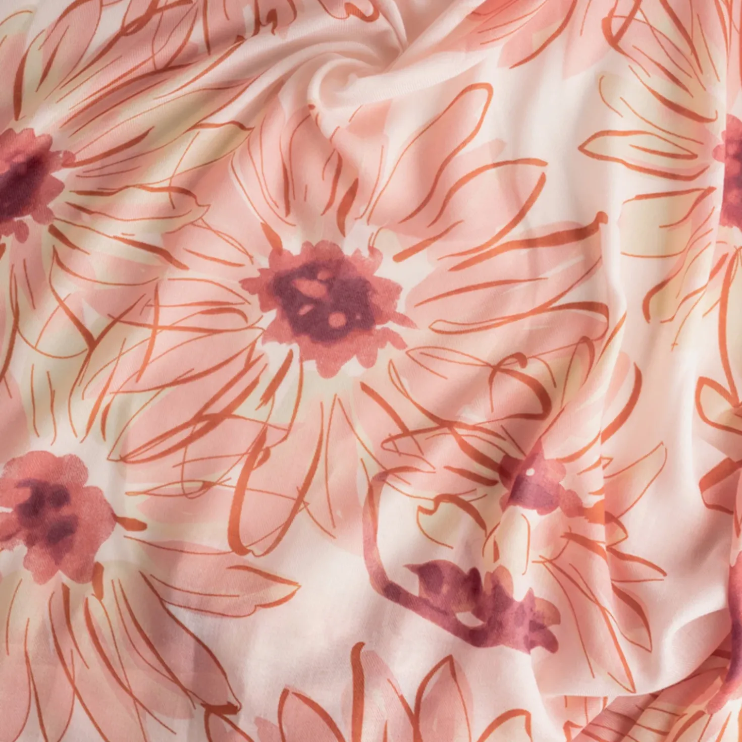 Foulard rose imprimé maxi floral