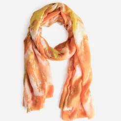 Foulard TEXTO orange imprimé tie & dye