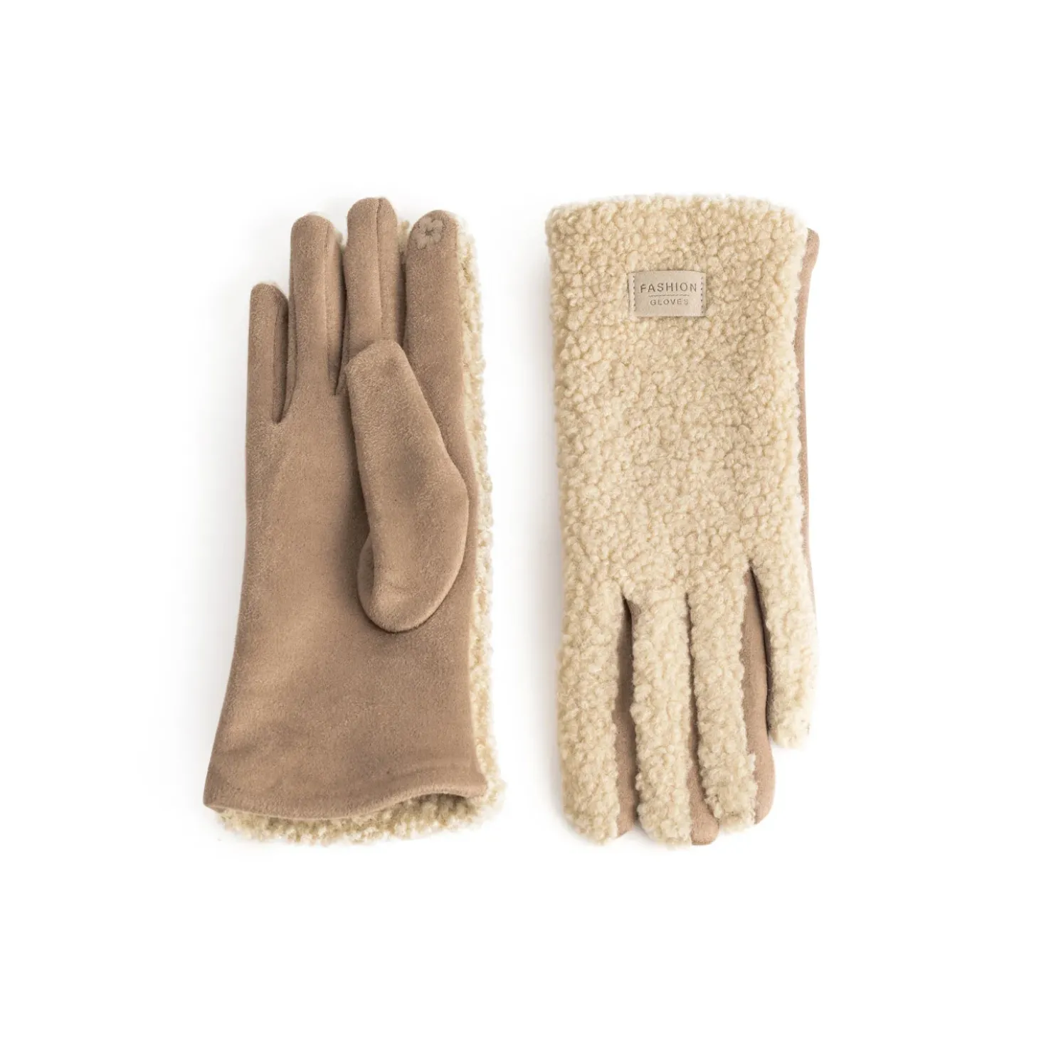 Gants beiges bi-matière