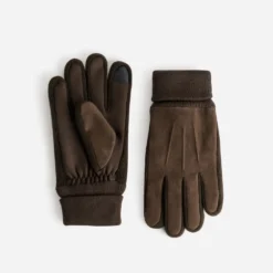 Gants marron bi-matière Homme