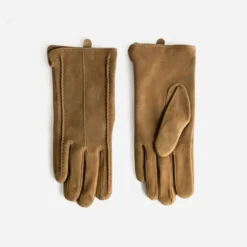 Gants marron clair cuir velours