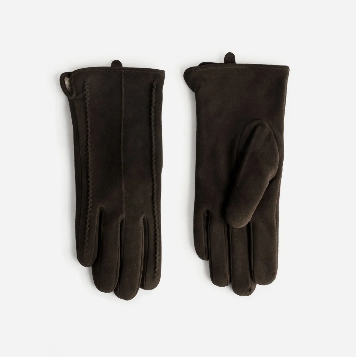 Gants marron foncé cuir velours