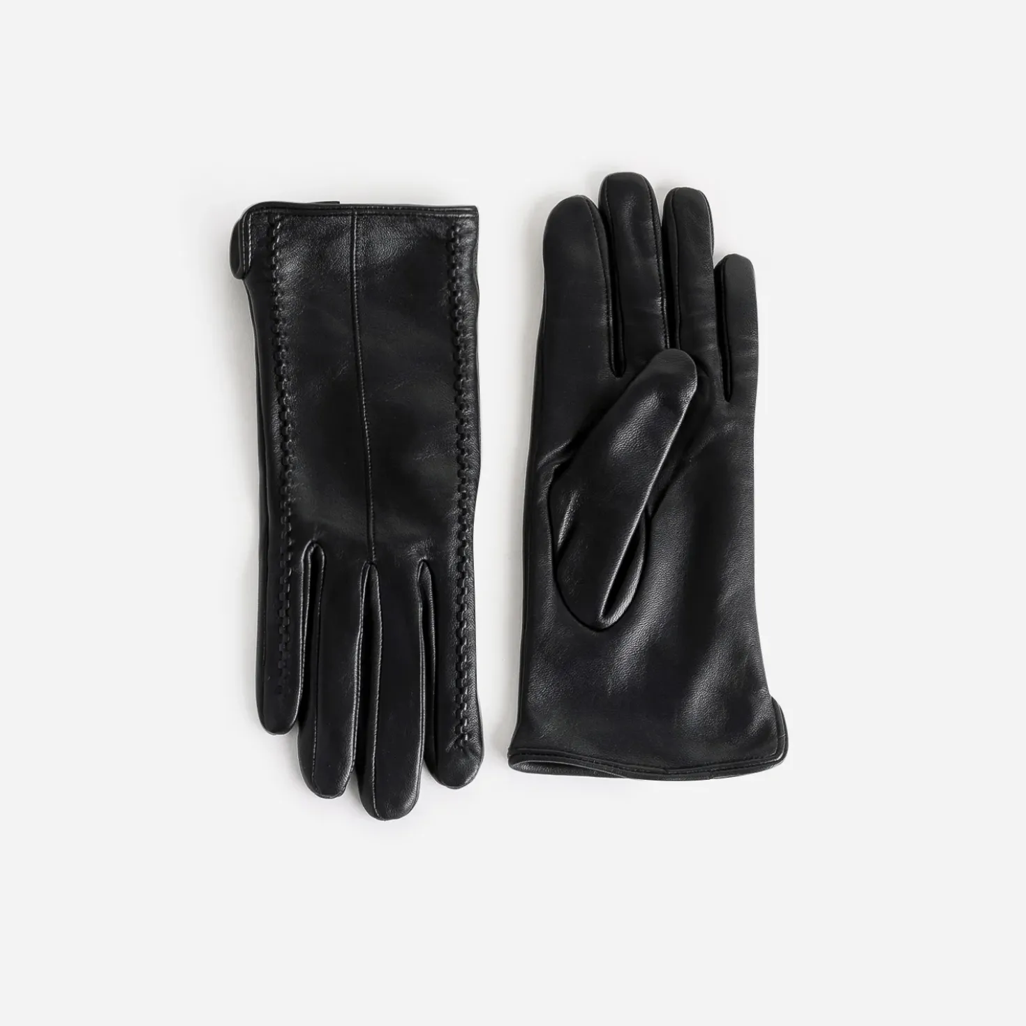Gants noirs en cuir avec détails embossés