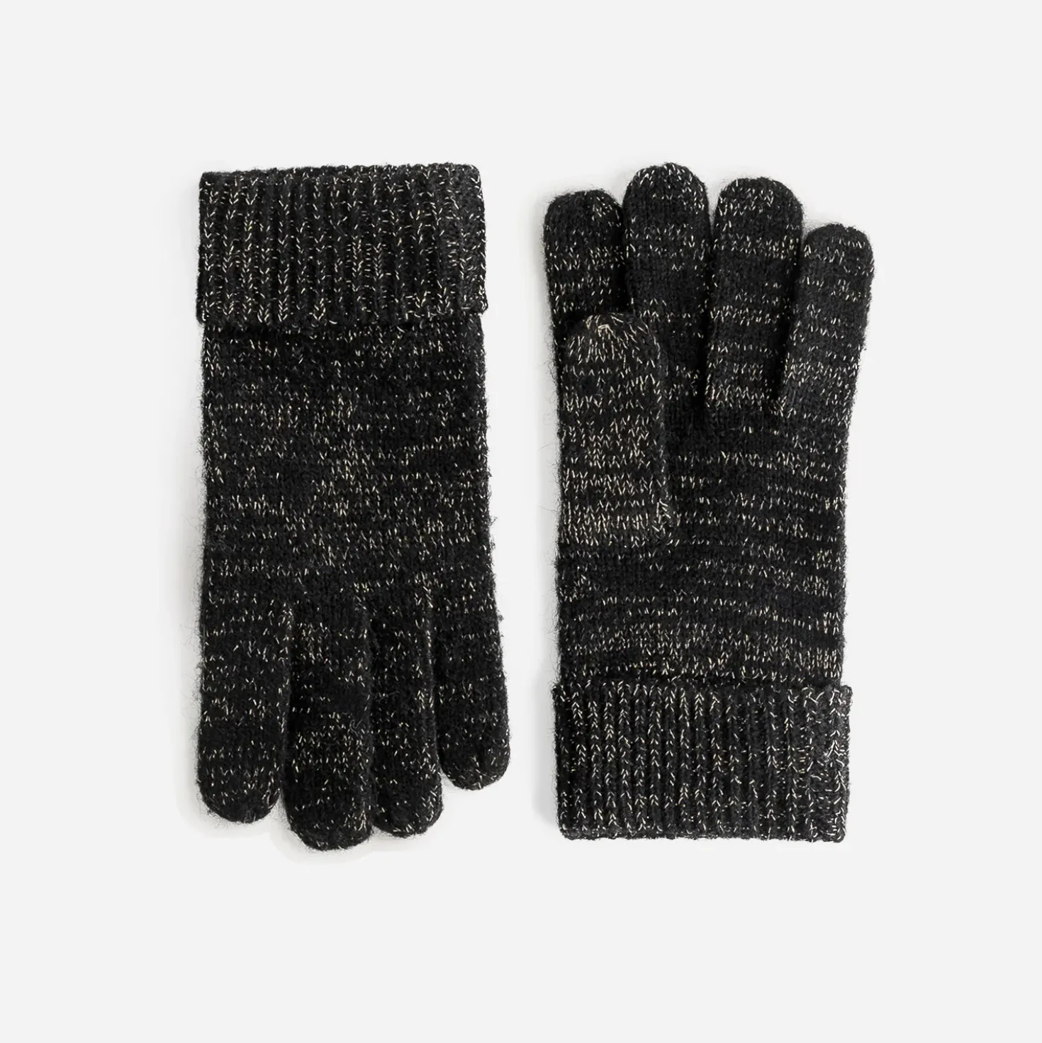 Gants noirs en tricot lurex
