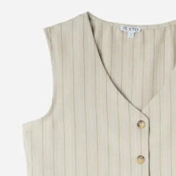 Gilet de costume TEXTO beige rayures tennis