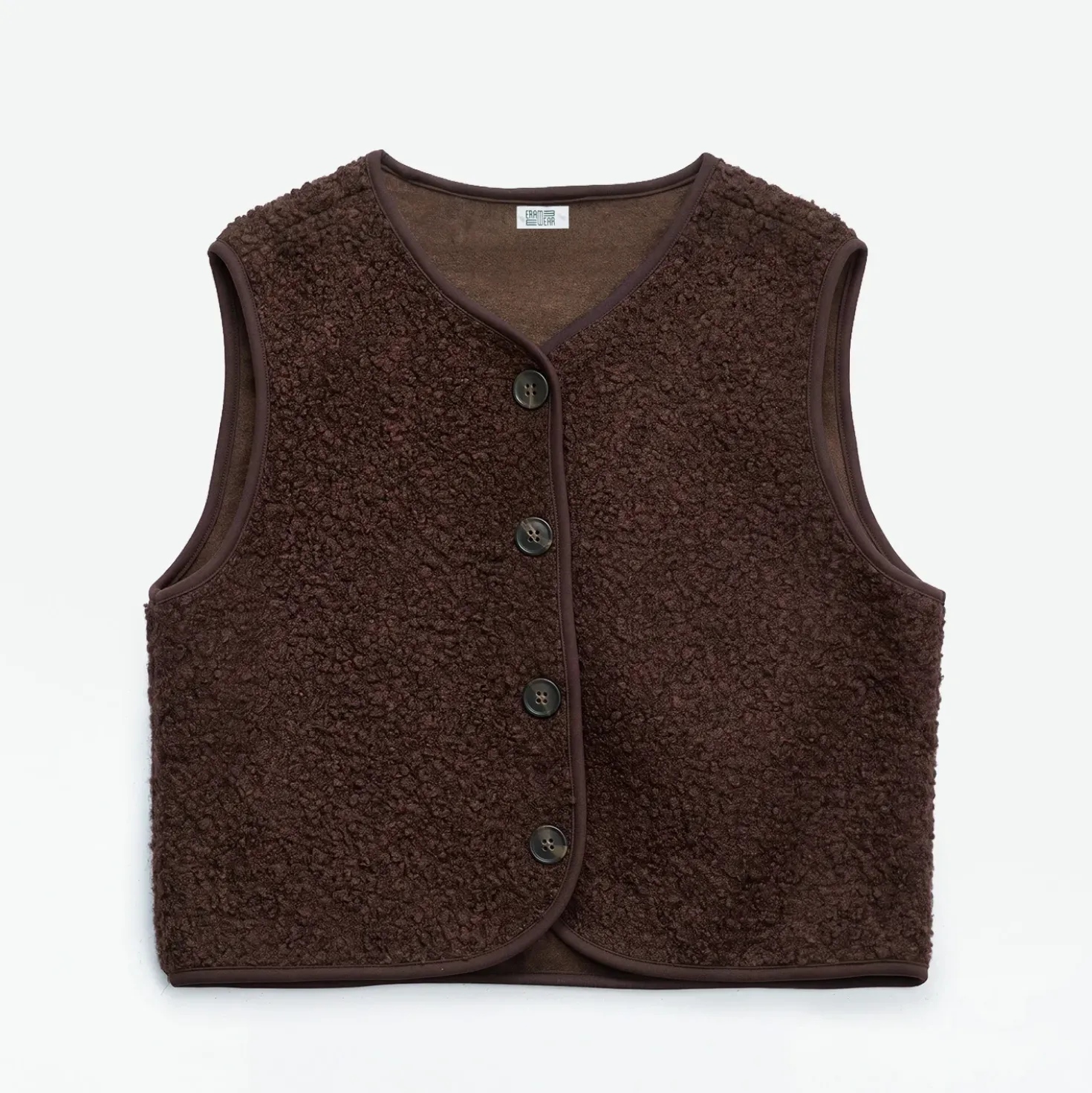 Gilet ERAM WEAR marron façon bouclette