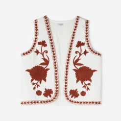 Gilet TEXTO écru maxi broderies
