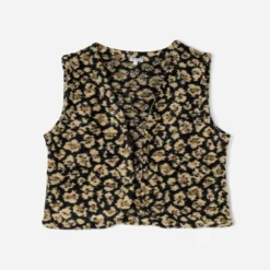 Gilet TEXTO noir à motif léopard