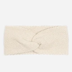 Headband écru pailleté en tricot avec nœud fixe