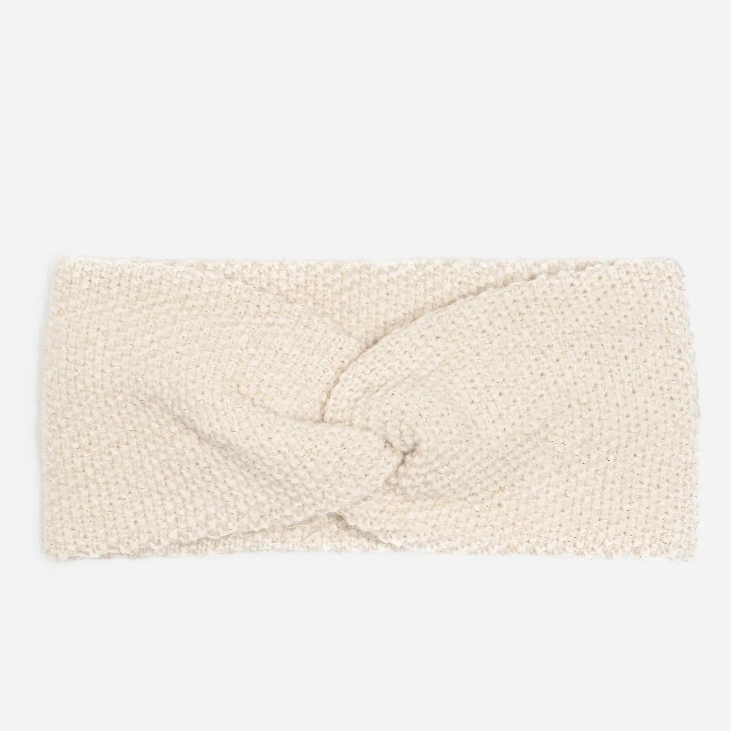 Headband écru pailleté en tricot avec nœud fixe
