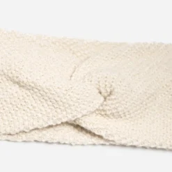 Headband écru pailleté en tricot avec nœud fixe