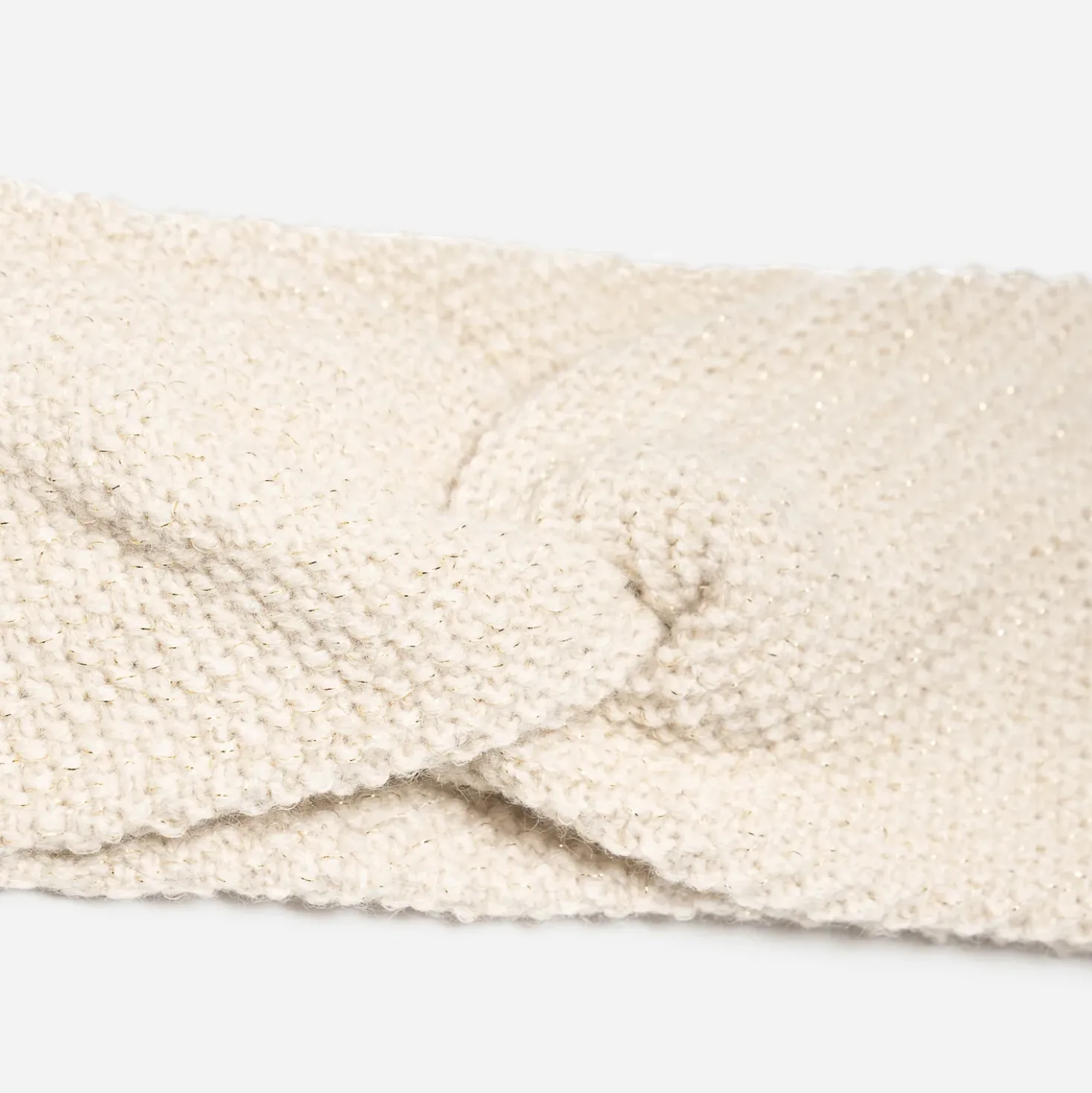 Headband écru pailleté en tricot avec nœud fixe