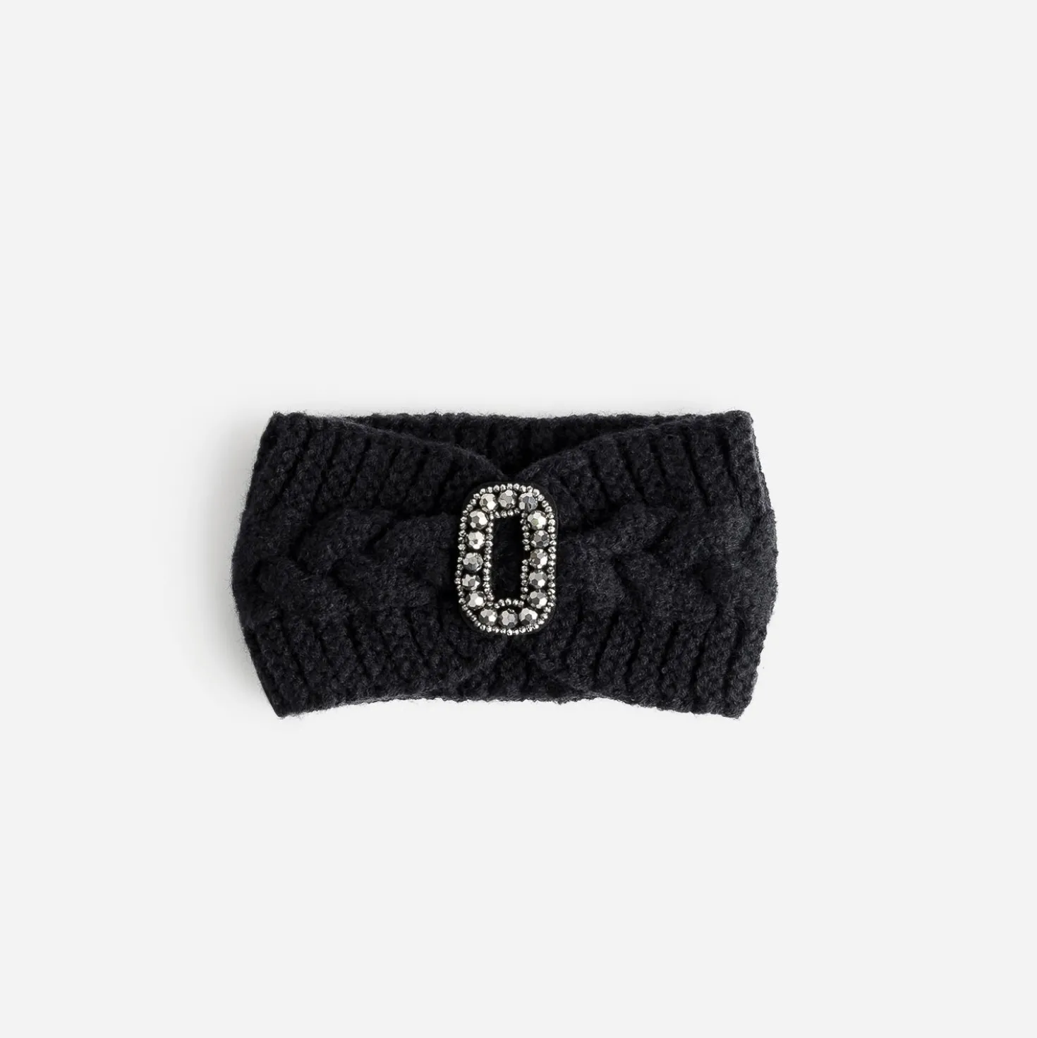 Headband TEXTO noir torsadé avec bijou