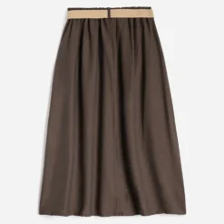 Jupe midi TEXTO marron avec ceinture