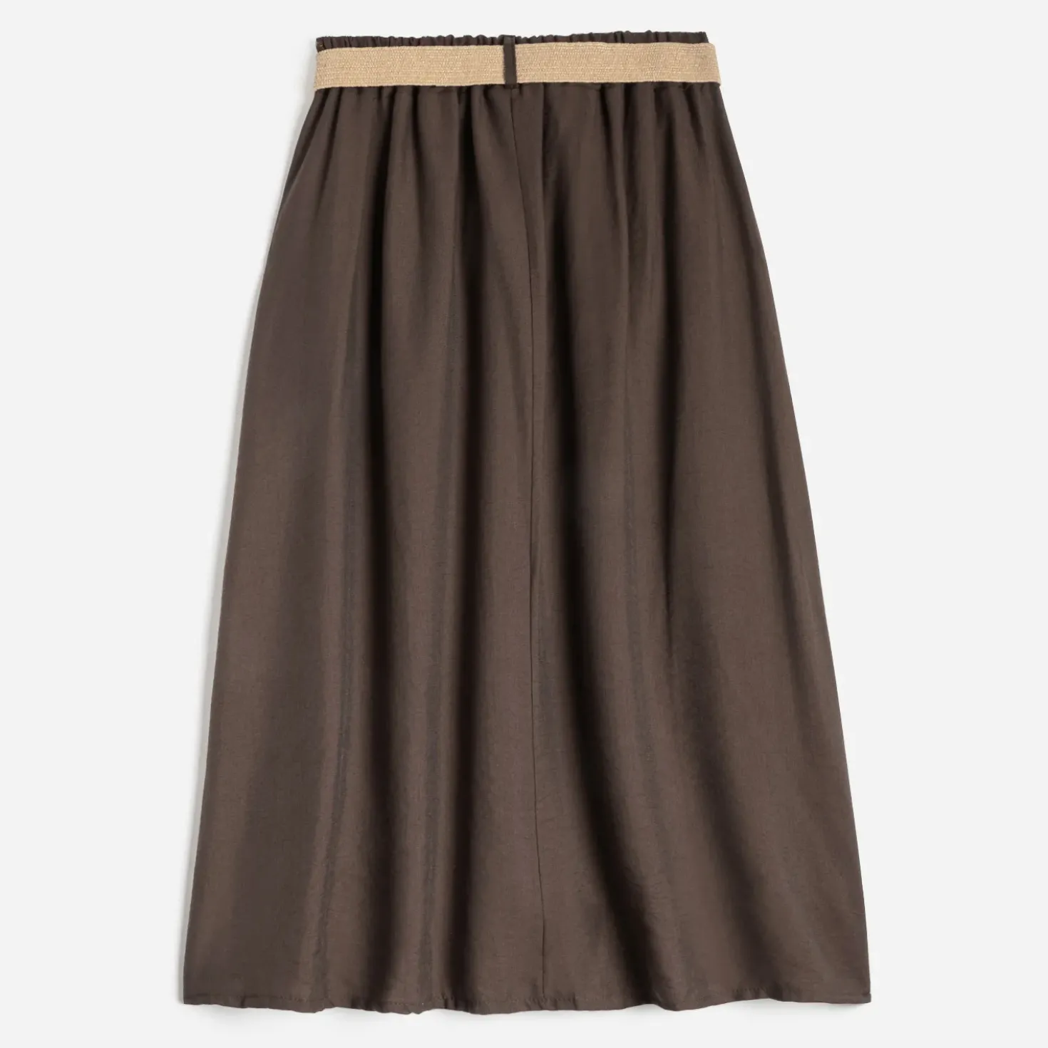 Jupe midi TEXTO marron avec ceinture